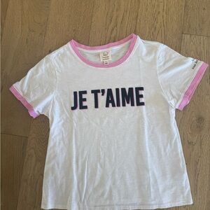 Cinq a sept two tone je T'aime short sleeve top small